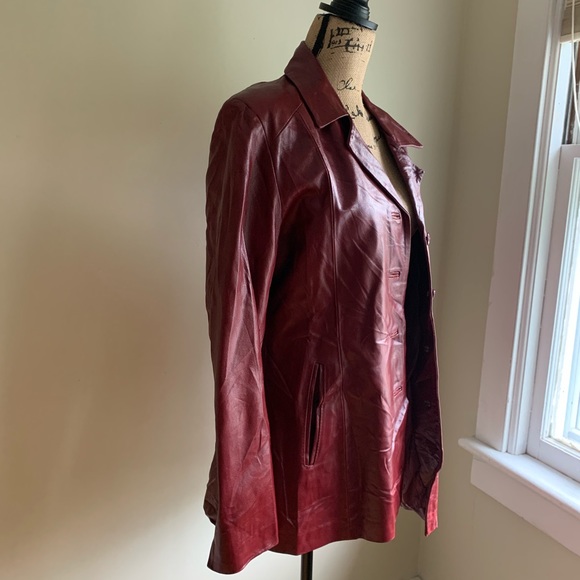 Authentic Vera Pelle burgundy jacket size L - Picture 3 of 14